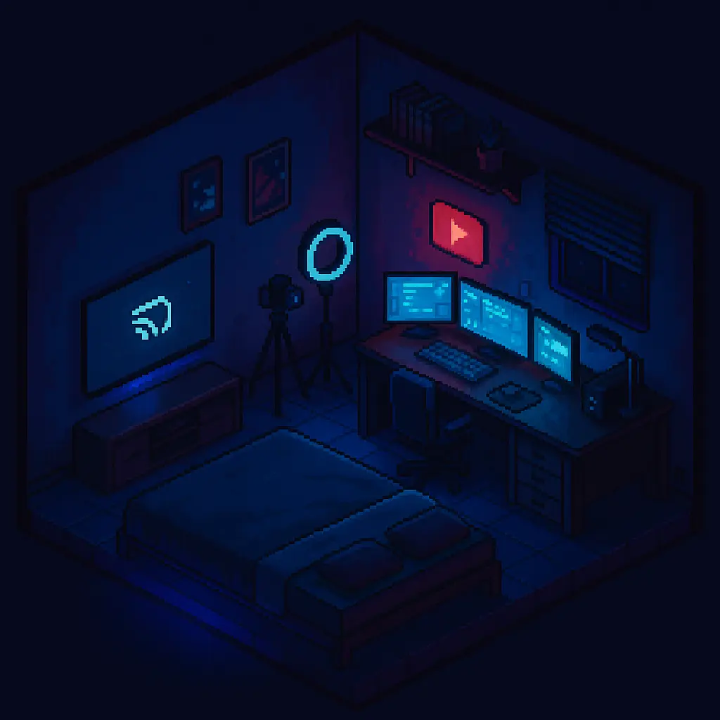 Dark office with blue lighting and optimized sensory environment