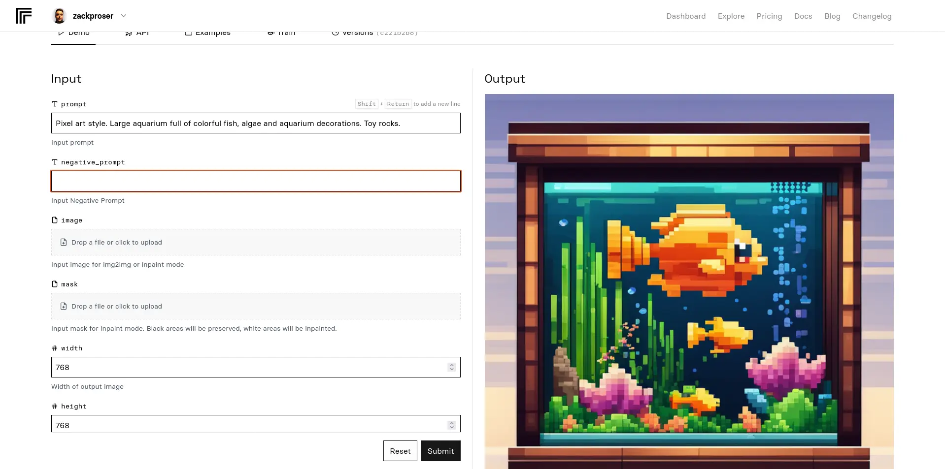 Using Replicate's StableDiffusion model